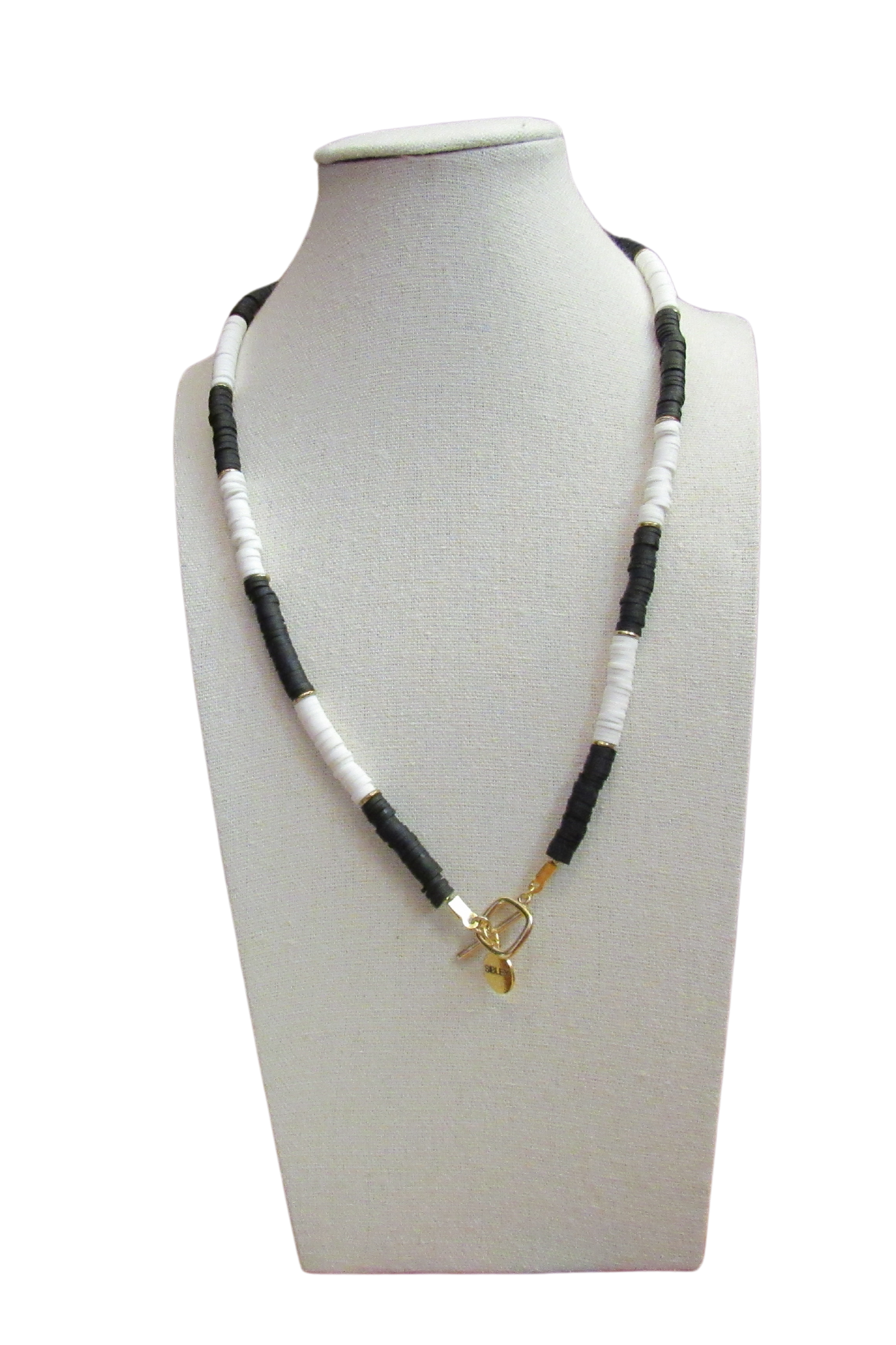 Black and White Clay Beads + Gold