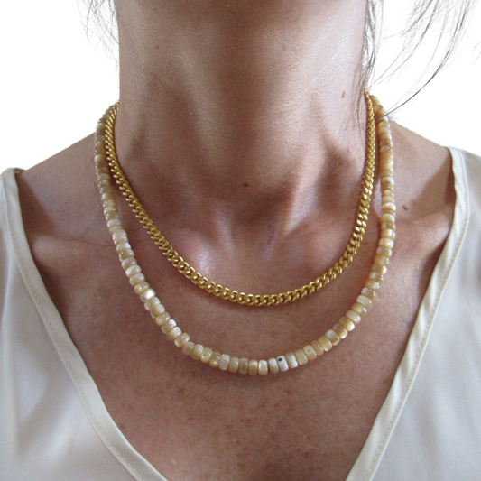 Rondelle Shell + 18k Gold Plated Chain